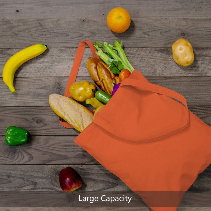 TOPDesign 12-Pack Economical 16"x15" Orange Cotton Tote Bag, Lightweight Medium Reusable Grocery Shopping Cloth Bags, Suitable for DIY, Advertising, Promotion, Gift, Activity - Image 4